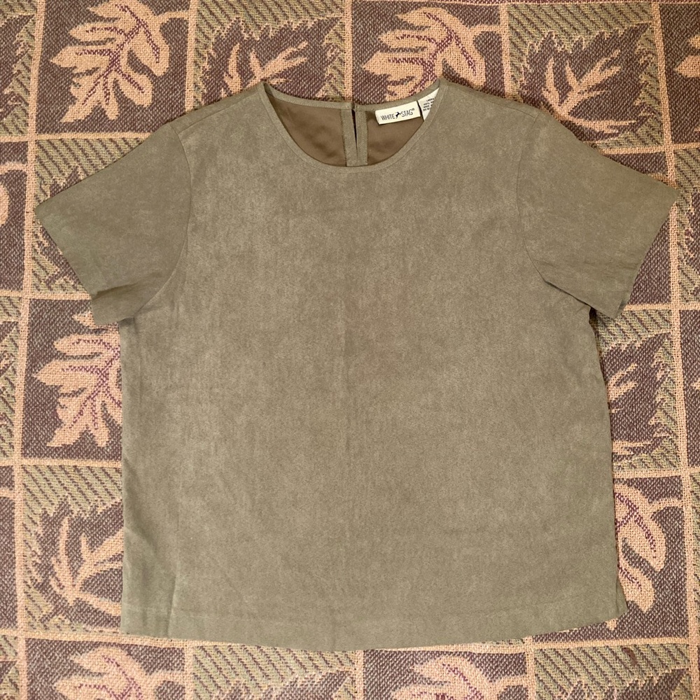 Green Polyester Suede White Stag T-Shirt